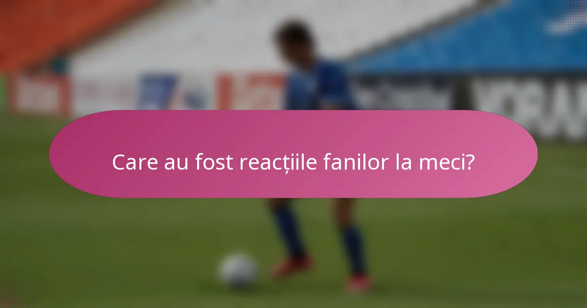 Care au fost reacțiile fanilor la meci?
