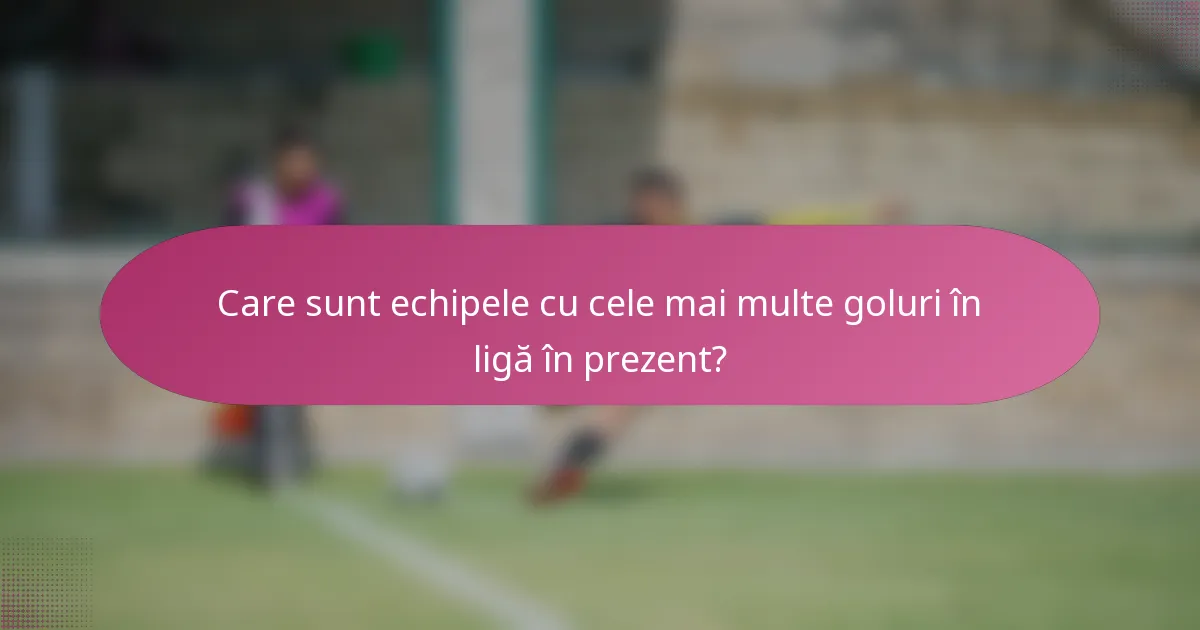 Care sunt echipele cu cele mai multe goluri în ligă în prezent?