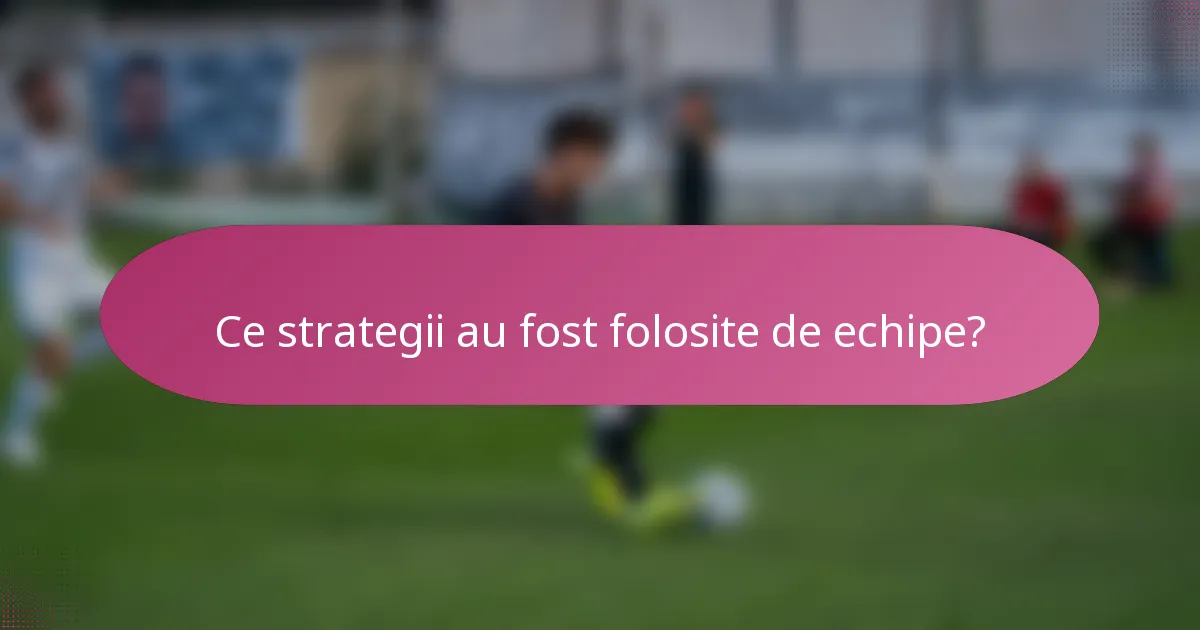 Ce strategii au fost folosite de echipe?
