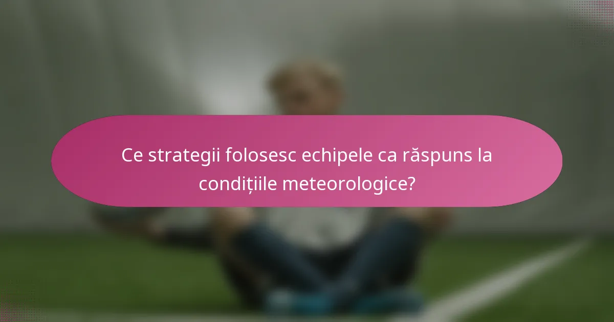 Ce strategii folosesc echipele ca răspuns la condițiile meteorologice?