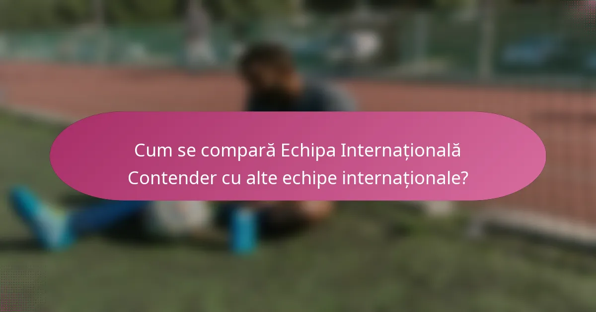 Cum se compară Echipa Internațională Contender cu alte echipe internaționale?